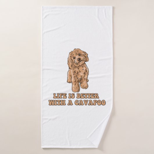 Lifeis Better With A Cavapoo -おもしろい犬恋人1 バスタオル (バスタオル)