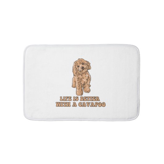 Lifeis Better With A Cavapoo -おもしろい犬恋人1 バスマット (正面)