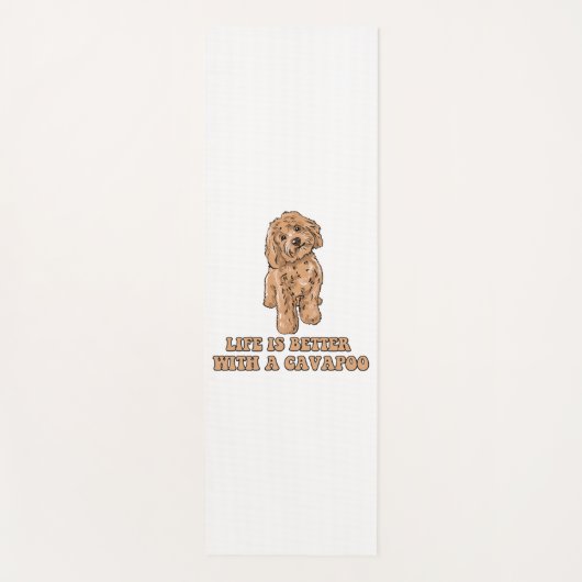 Lifeis Better With A Cavapoo -おもしろい犬恋人1 ヨガマット (正面)