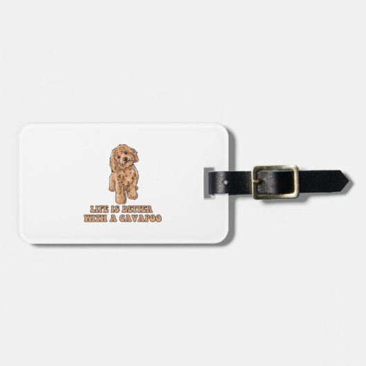 Lifeis Better With A Cavapoo -おもしろい犬恋人1 ラゲッジタグ (正面横)