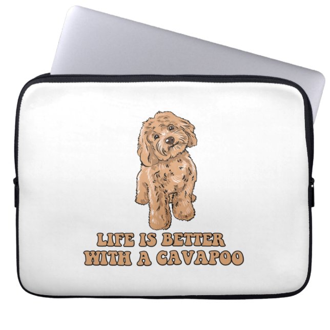 Lifeis Better With A Cavapoo -おもしろい犬恋人1 ラップトップスリーブ (正面)