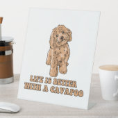 Lifeis Better With A Cavapoo -おもしろい犬恋人1 台座サイン (インサイチュ)
