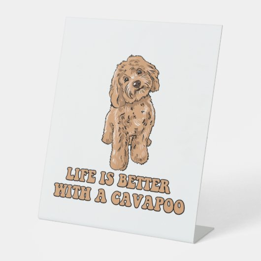 Lifeis Better With A Cavapoo -おもしろい犬恋人1 台座サイン (正面)