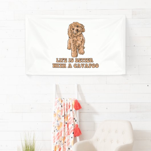 Lifeis Better With A Cavapoo -おもしろい犬恋人1 横断幕 (インサイチュ)