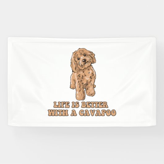Lifeis Better With A Cavapoo -おもしろい犬恋人1 横断幕 (横)