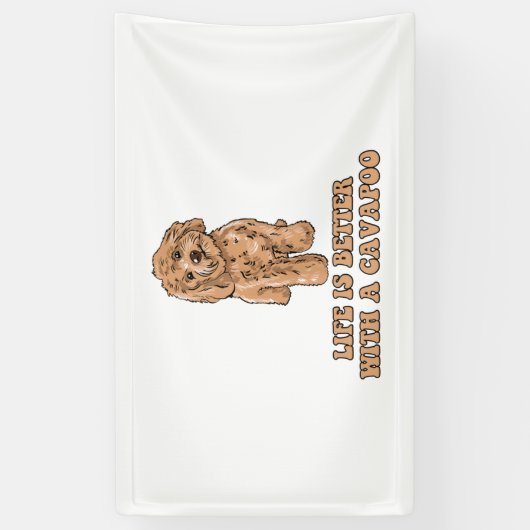 Lifeis Better With A Cavapoo -おもしろい犬恋人1 横断幕 (縦)