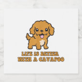 Lifeis Better With A Cavapoo -おもしろい犬恋人 スパークリングワインラベル (シングルラベル)