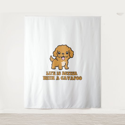 Lifeis Better With A Cavapoo -おもしろい犬恋人 タペストリー (正面)