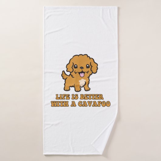 Lifeis Better With A Cavapoo -おもしろい犬恋人 バスタオル (バスタオル)