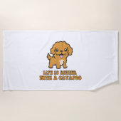 Lifeis Better With A Cavapoo -おもしろい犬恋人 ビーチタオル (正面)