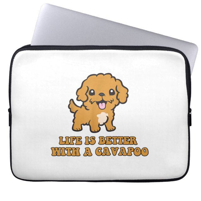 Lifeis Better With A Cavapoo -おもしろい犬恋人 ラップトップスリーブ (正面)