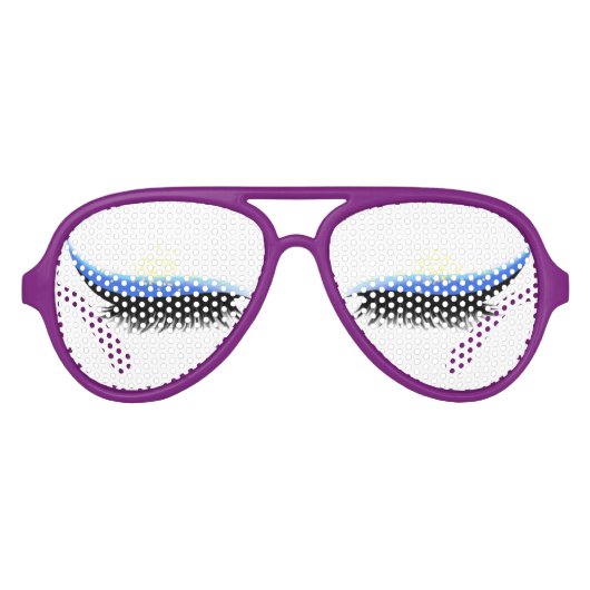 Lifelike閉じた目まつ毛ブルーアイシャドウ アビエーターサングラス (正面)