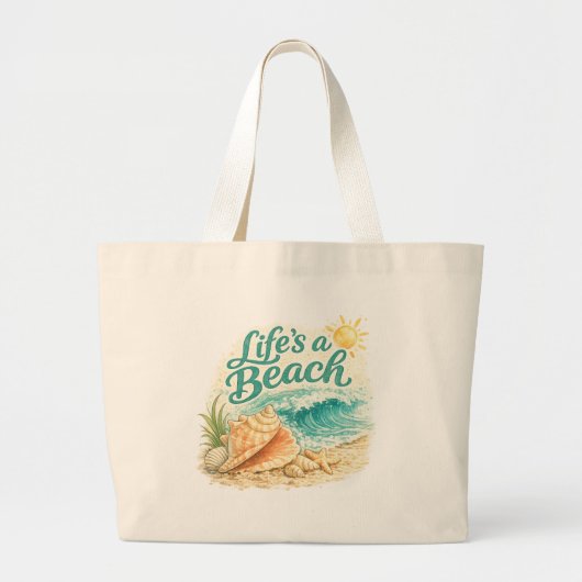 Life's A Beach ラージトートバッグ (正面)