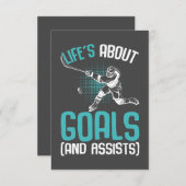 Life's Aboutゴールホッケープレイヤーアイスホッケーユース サンキューカード (正面/裏面)