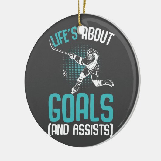 Life's Aboutゴールホッケープレイヤーアイスホッケーユース セラミックオーナメント (左)