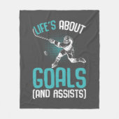 Life's Aboutゴールホッケープレイヤーアイスホッケーユース フリースブランケット (正面)