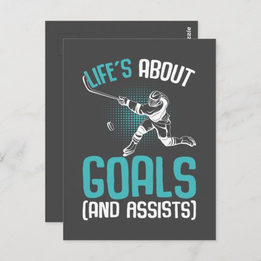 Life's Aboutゴールホッケープレイヤーアイスホッケーユース ポストカード (正面/裏面)