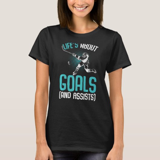 Life's Aboutゴールホッケープレイヤーアイスホッケーユース Tシャツ (正面)