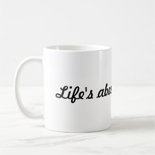 「Life's About Film Stars」スクリプトフォントホワイトマグカップ コーヒーマグカップ