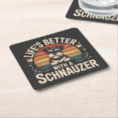 Life's Better With A Schnauzer スクエアペーパーコースター (アングル)