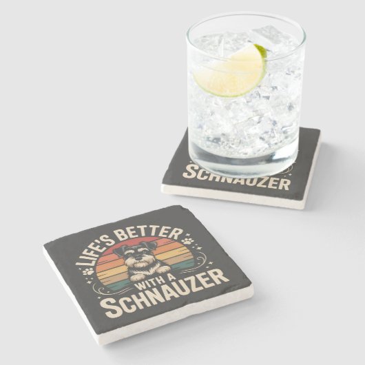 Life's Better With A Schnauzer ストーンコースター (横)
