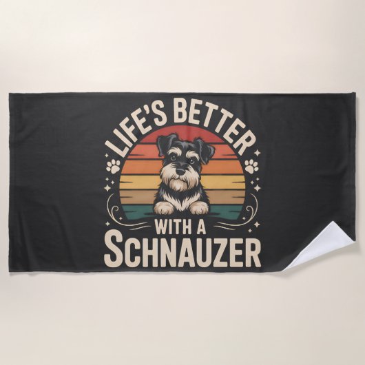 Life's Better With A Schnauzer ビーチタオル (正面)