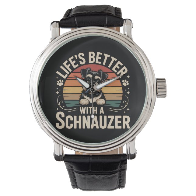 Life's Better With A Schnauzer 腕時計 (正面)