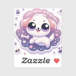 Life's Better with Pawかわいいパピービニールステッカー シール