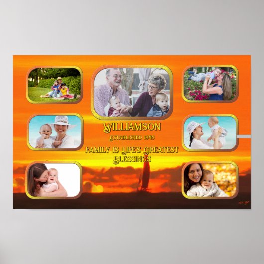 Life's Greatest Blessings Collage Sunset 1300 Art  ポスター (正面)