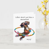 Life's Short Dachshund カード (黄色い花)