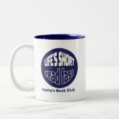 Life's Short Read Fast Reading Book Lovers Navy ツートーンマグカップ (左)