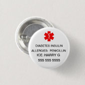 Lifesaving Medical Alert Emergency Details 缶バッジ (正面&裏面)