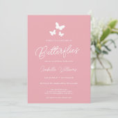 Lifetime of Butterflies Blush Pink Bridal Shower 招待状 (スタンド正面)