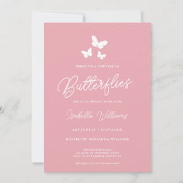 Lifetime of Butterflies Blush Pink Bridal Shower 招待状