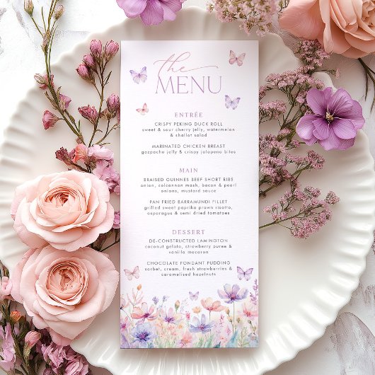 Lifetime of Butterflies Pastel Bridal Shower Menu メニュー