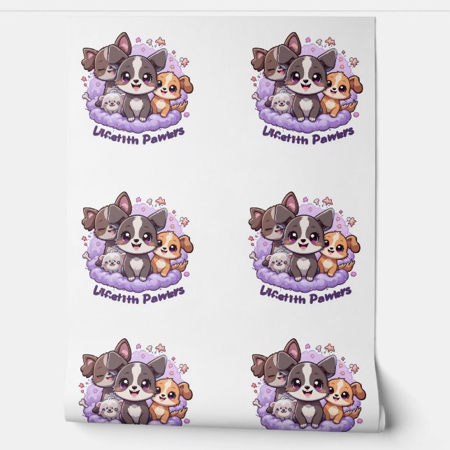 Lifetith Pawersかわいい子犬の漫画の背景 壁紙 (ほどく)