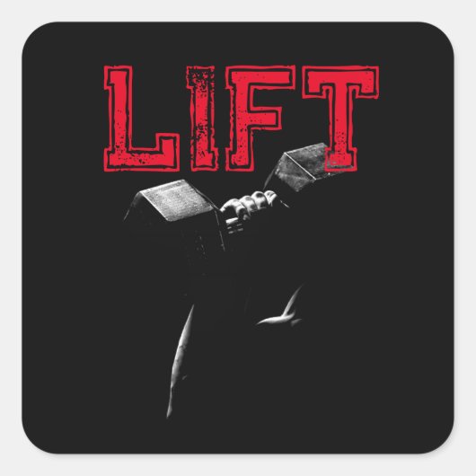 Lift Bodybuilding Fitness Motivational スクエアシール (正面)