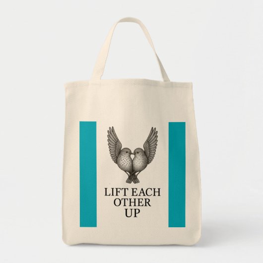 "Lift Each Other Up" 鳥 トートバッグ (正面)