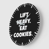 Lift Heavy、Cookie食べ-おもしろい -ノベルティトレーニング ラージ壁時計 (傾斜)