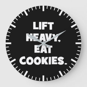 Lift Heavy、Cookie食べ-おもしろい -ノベルティトレーニング ラージ壁時計