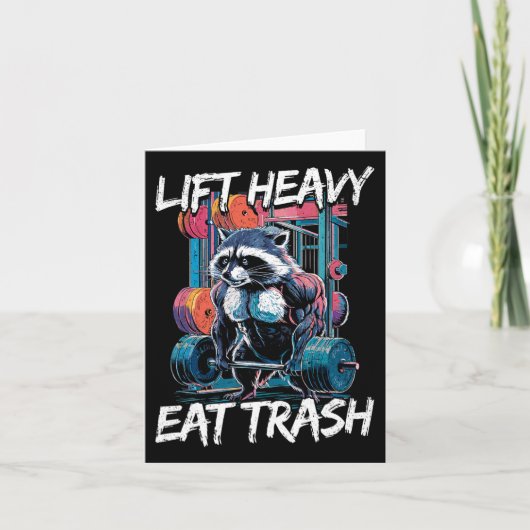 Lift Heavy Eat Trash Weightlifting Bodybuilding Gy カード (正面)