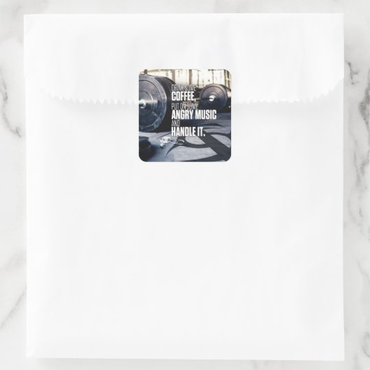 Lift Heavy Inspiration – コーヒーと音楽怒の紹介 スクエアシール (バッグ)