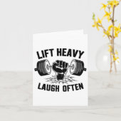Lift Heavy Laugh Often Weightlifter Bodybuilding B カード (黄色い花)