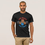 Lift Heavy Live Happy - 筋トレ大好きクマのジムモチベ Tシャツ (正面フル)
