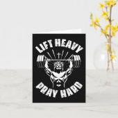 Lift Heavy Pray Hard Christian Bodybuilding Gym Ch カード (黄色い花)
