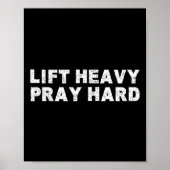 Lift Heavy Pray Hard Fitness Bodybuilding Jesus Fa ポスター (正面)