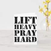 Lift Heavy Pray Hard Gym Christian Quote  カード (黄色い花)