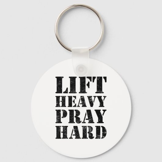 Lift Heavy Pray Hard Gym Christian Quote  キーホルダー (正面)