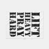 Lift Heavy Pray Hard Gym Christian Quote  フリースブランケット (正面(横))