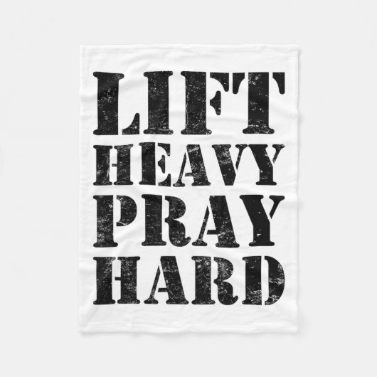 Lift Heavy Pray Hard Gym Christian Quote  フリースブランケット (正面)